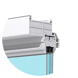 Cut diagram of foam filled insulation in a window